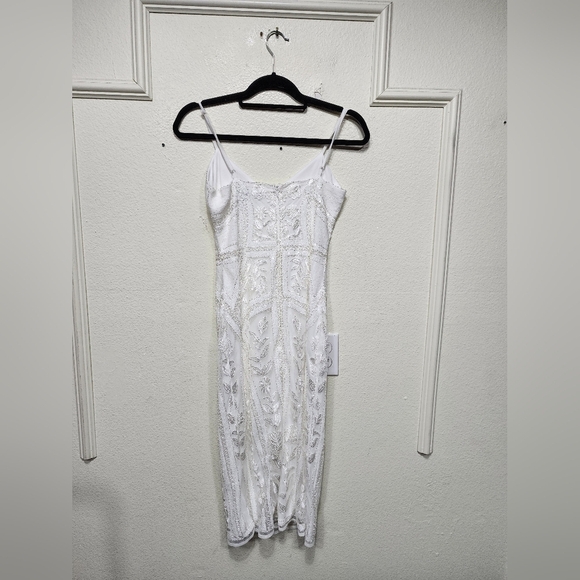 Lulus Alluring Interest White Sequin Embroidered Sleeveless Midi Dress S Wedding - Picture 8 of 11